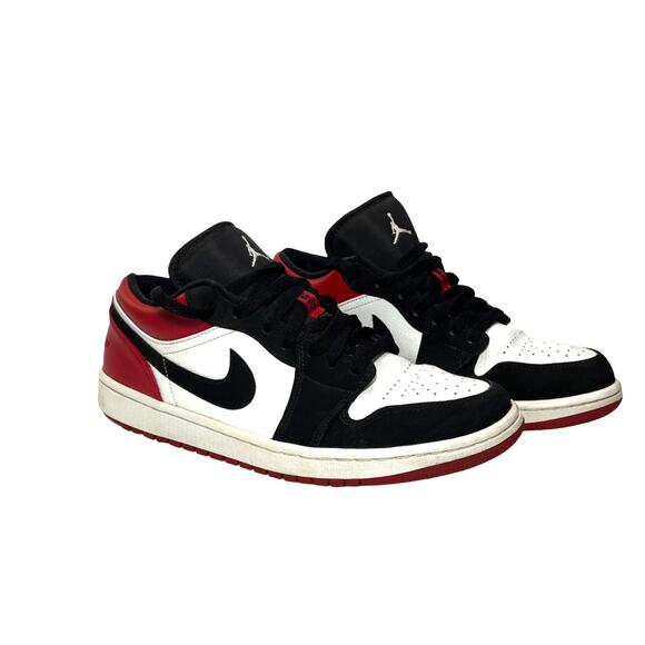 Nike Air Jordan 1 Low Black Toe Gym Red White Men’s Size 10 553558‑116 - Picture 1 of 12